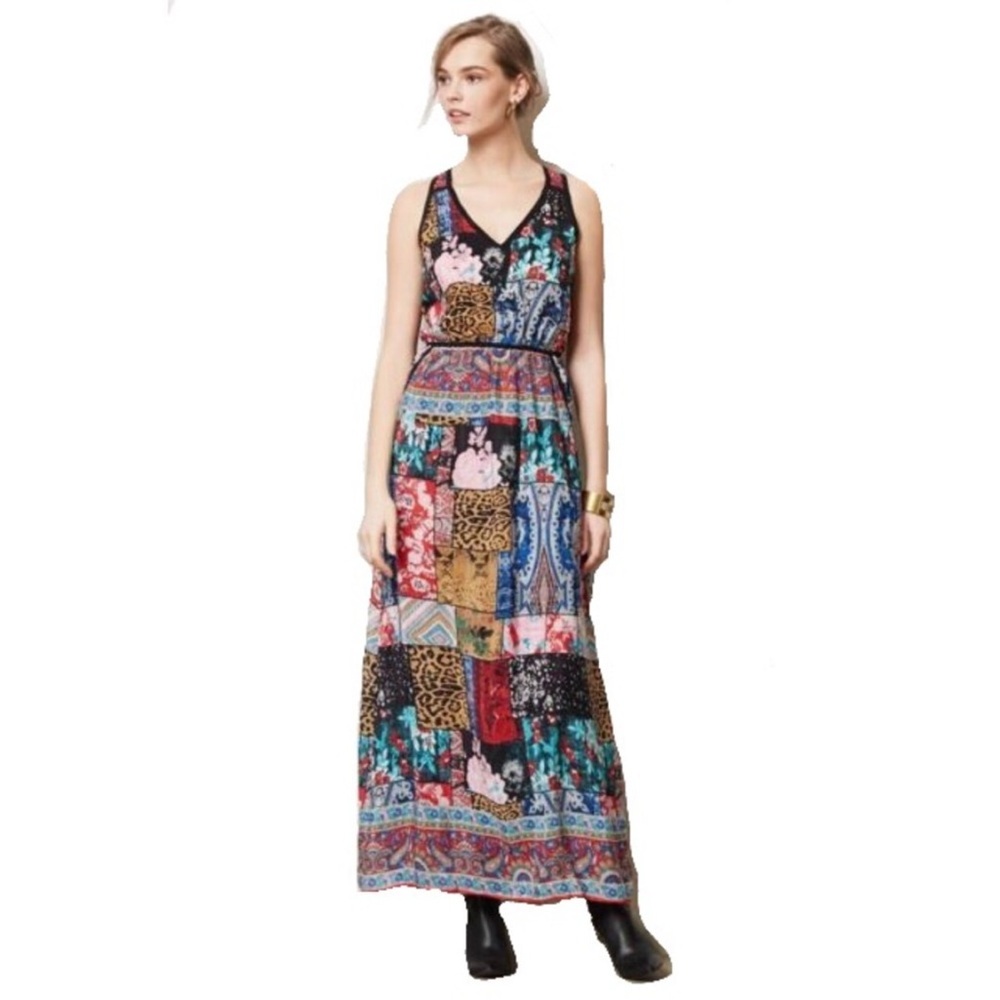 Tolani 100% Silk Multicolor Patchwork Sleeveless … - image 11